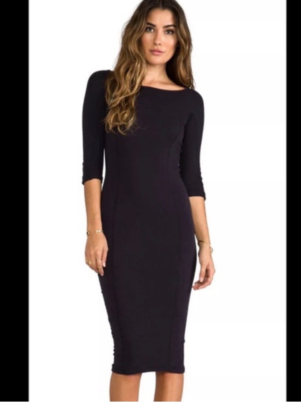 James Perse Boatneck Bodycon Dress Pullover Dark Navy Blue Size 1 Small